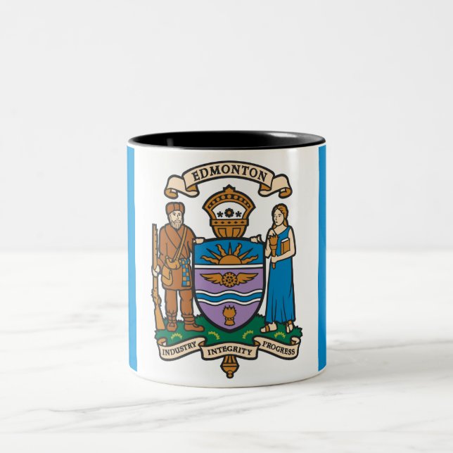Caneca De Café Em Dois Tons Bandeira de Edmonton (Alberta, Canadá) (Centro)
