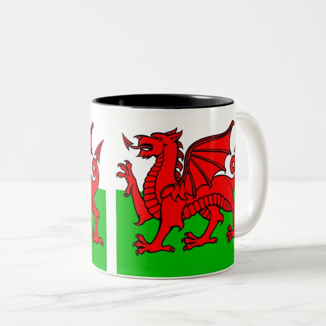 Caneca De Café Em Dois Tons Bandeira de Galês (Frente Esquerda)