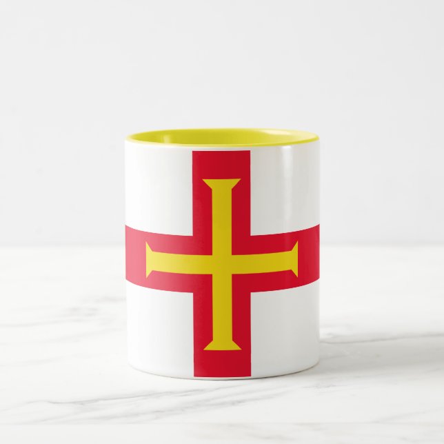 Caneca De Café Em Dois Tons Bandeira de Guernsey (Centro)
