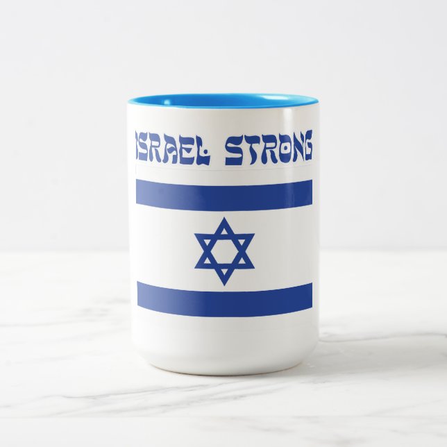 Caneca De Café Em Dois Tons Bandeira de Israel (Centro)