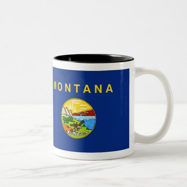 Caneca De Café Em Dois Tons Bandeira de Montana (Direita)