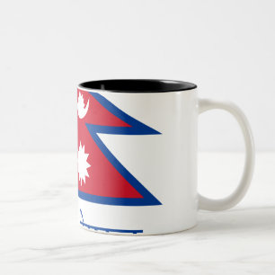 Caneca De Café Em Dois Tons Bandeira de Nepal com nome no Nepali