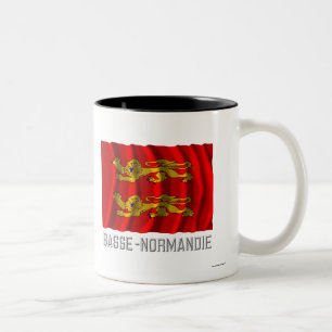 Caneca De Café Em Dois Tons Bandeira de ondulação de Basse-Normandie com nom