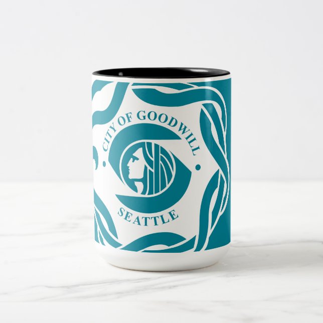 Caneca De Café Em Dois Tons Bandeira de Seattle (Washington) (Centro)