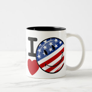 Caneca De Café Em Dois Tons Bandeira de sorriso de América do amor