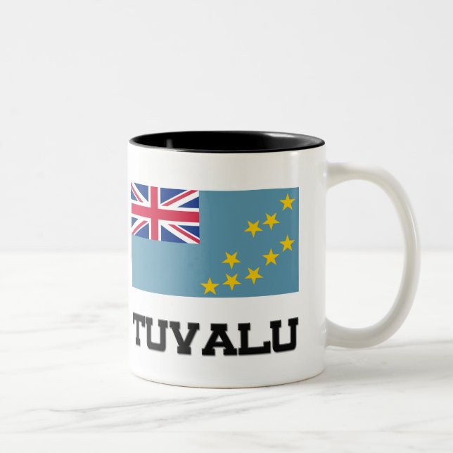 Caneca De Café Em Dois Tons Bandeira de Tuvalu (Direita)