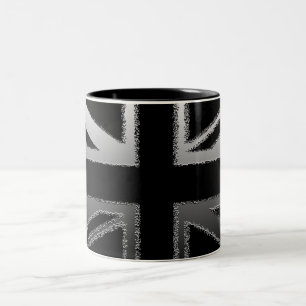 Caneca De Café Em Dois Tons Bandeira de Union Jack do cinza preto e de prata