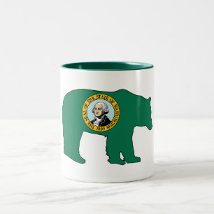 Caneca De Café Em Dois Tons Bandeira de Washington Urso