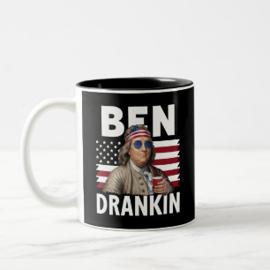 Caneca De Café Em Dois Tons Bandeira Divertida Vintage do 4 de Julho Ben Beben