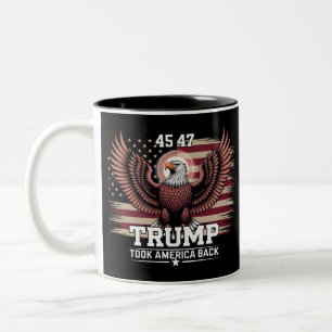Caneca De Café Em Dois Tons Bandeira do 45º 47º Presidente Trump 2025 Águia Am