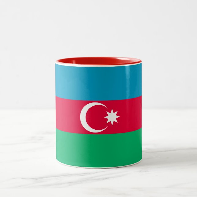 Caneca De Café Em Dois Tons Bandeira do Azerbaijão Patriótico (Centro)