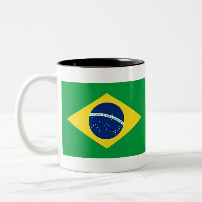Caneca De Café Em Dois Tons Bandeira do Brasil (Esquerda)