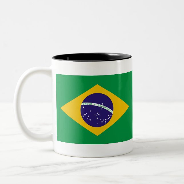 Caneca De Café Em Dois Tons Bandeira do Brasil (Esquerda)