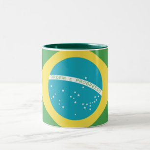 Caneca De Café Em Dois Tons Bandeira do Brasil Mug