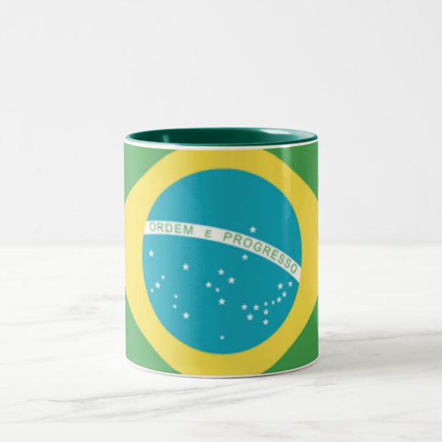 Caneca De Café Em Dois Tons Bandeira do Brasil Mug (Centro)