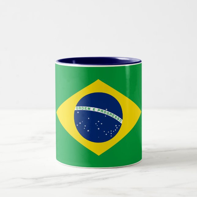 Caneca De Café Em Dois Tons Bandeira do Brasil Patriótico (Centro)