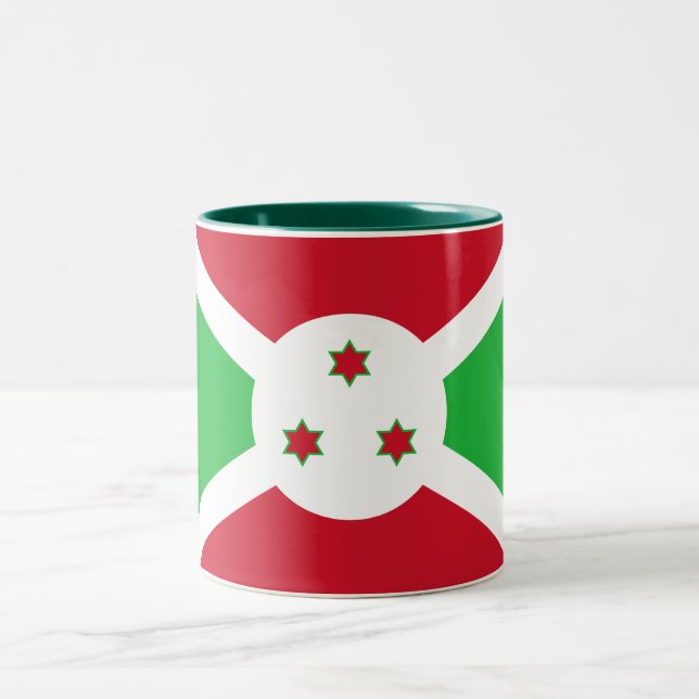 Caneca De Café Em Dois Tons Bandeira do Burundi Patriótico (Centro)