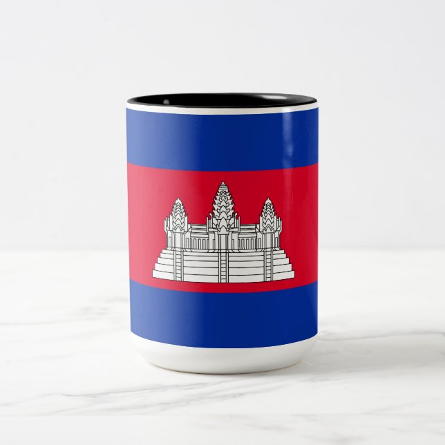 Caneca De Café Em Dois Tons Bandeira do Camboja (Centro)