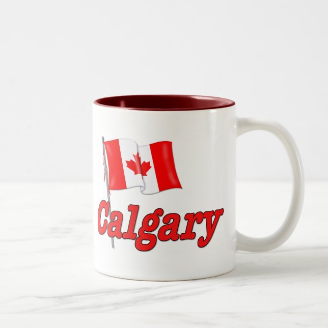 Caneca De Café Em Dois Tons Bandeira do Canadá - Calgary (Direita)
