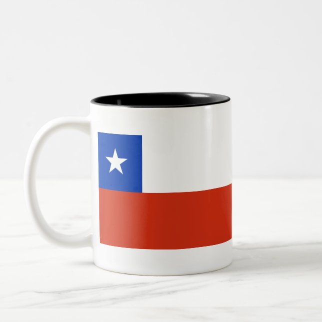 Caneca De Café Em Dois Tons Bandeira do Chile (Esquerda)