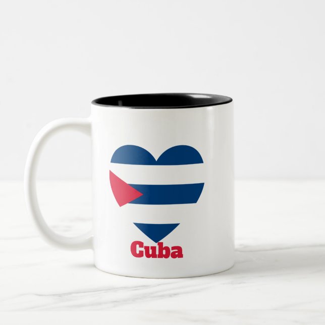 Caneca De Café Em Dois Tons Bandeira do Coração de Cuba (Esquerda)