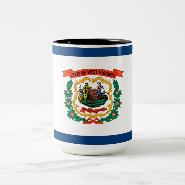 Caneca De Café Em Dois Tons Bandeira do Estado da Virgínia Ocidental (Centro)