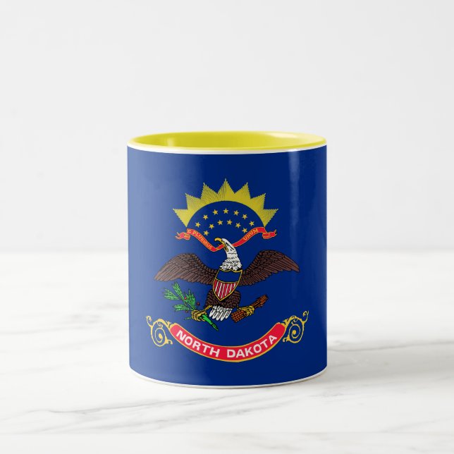 Caneca De Café Em Dois Tons Bandeira do Estado de Dakota do Norte (Centro)
