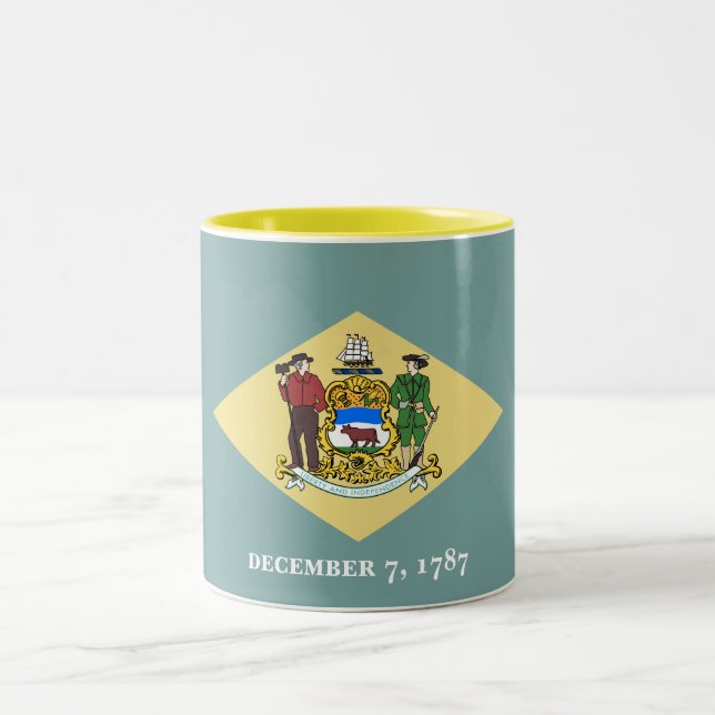Caneca De Café Em Dois Tons Bandeira do Estado de Delaware (Centro)