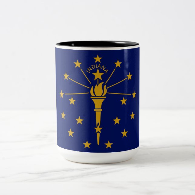 Caneca De Café Em Dois Tons Bandeira do Estado de Indiana (Centro)