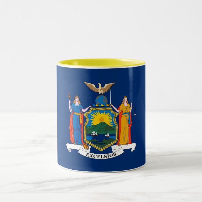 Caneca De Café Em Dois Tons Bandeira do Estado de Nova Iorque (Centro)