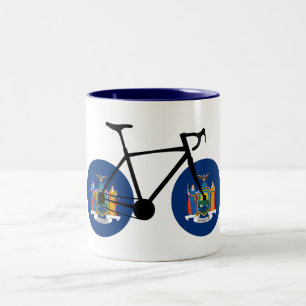 Caneca De Café Em Dois Tons Bandeira do Estado de Nova York Ciclismo