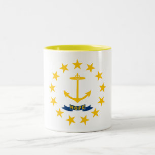 Caneca De Café Em Dois Tons Bandeira do Estado de Rhode Island