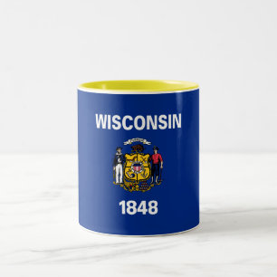 Caneca De Café Em Dois Tons Bandeira do Estado de Wisconsin