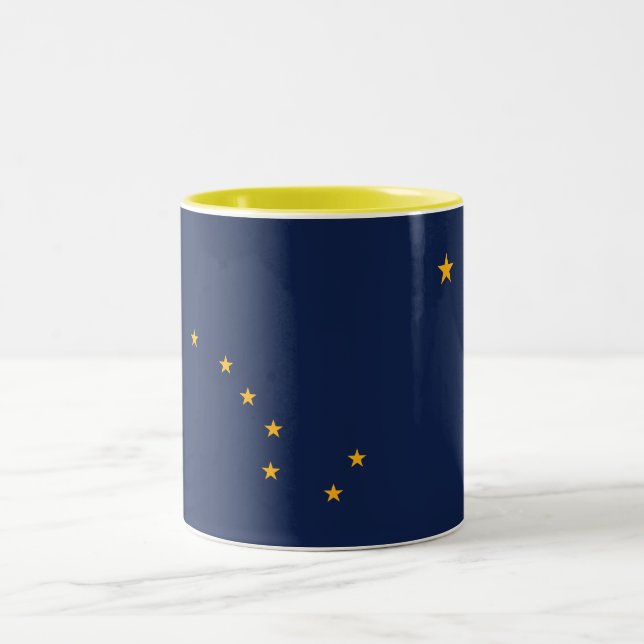 Caneca De Café Em Dois Tons Bandeira do Estado do Alasca (Centro)