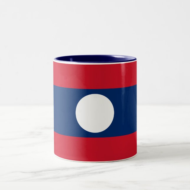Caneca De Café Em Dois Tons Bandeira do Laos (Centro)