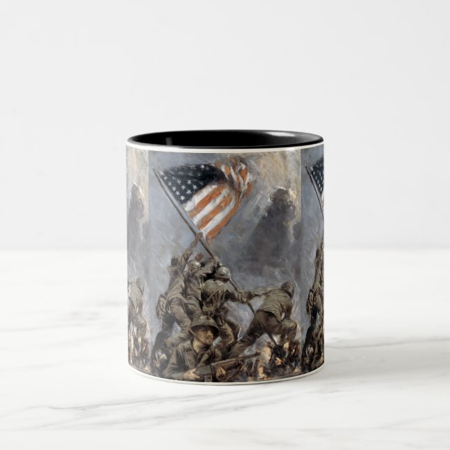 Caneca De Café Em Dois Tons Bandeira do Monte Suribachi, Iwo Jima, 1945 (Centro)