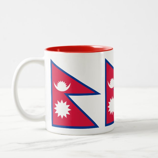 Caneca De Café Em Dois Tons Bandeira do Nepal (Esquerda)