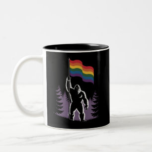 Caneca De Café Em Dois Tons Bandeira do Novo Orgulho Progressivo LGBTQ Bigfoot
