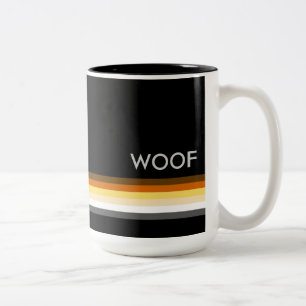 Caneca De Café Em Dois Tons Bandeira do Orgulho Gay Urso WOOF Masculina e Esbe