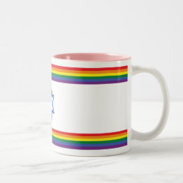 Caneca De Café Em Dois Tons Bandeira do Orgulho Israel Pequena Arco-íris
