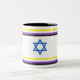 Caneca De Café Em Dois Tons Bandeira do Orgulho Israelense Não Binário