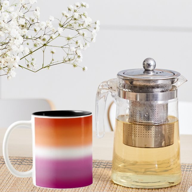 Caneca De Café Em Dois Tons Bandeira do Orgulho Lésbico Gradiente - Bandeira L (Criador carregado)