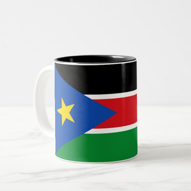 Caneca De Café Em Dois Tons Bandeira do Sudão do Sul (África) (Frente Esquerda)
