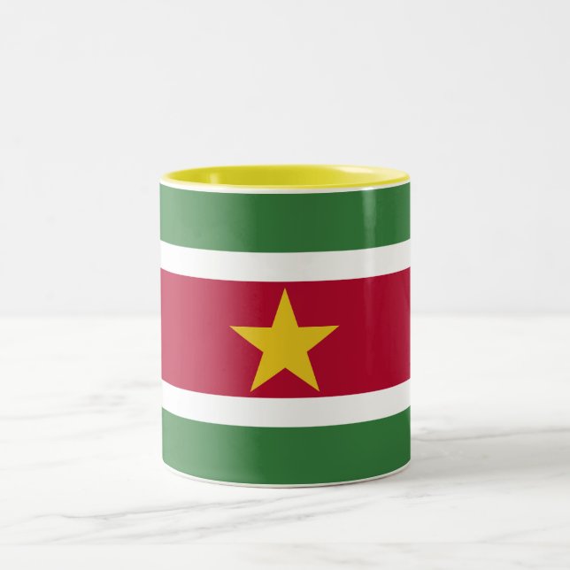 Caneca De Café Em Dois Tons Bandeira do Suriname (Centro)