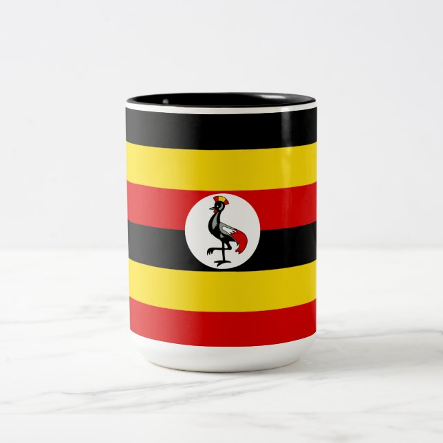 Caneca De Café Em Dois Tons Bandeira do Uganda (Centro)