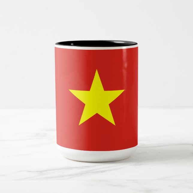 Caneca De Café Em Dois Tons Bandeira do Vietname (Centro)