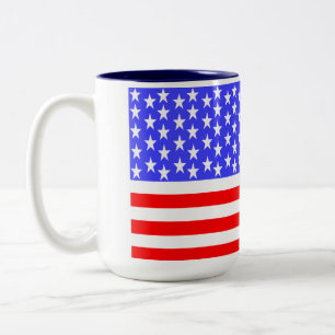 Caneca De Café Em Dois Tons Bandeira dos EUA Totalmente Impressa