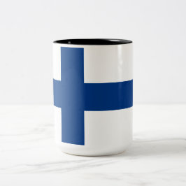 Caneca De Café Em Dois Tons Bandeira finlandesa (Finlândia) Mug De Café De Doi