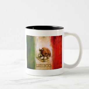 CANECA DE CAFÉ EM DOIS TONS BANDEIRA MEXICANA - ESTILO DE MÉXICO