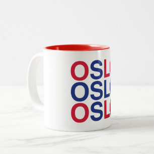 Caneca De Café Em Dois Tons Bandeira Norueguesa OSLO